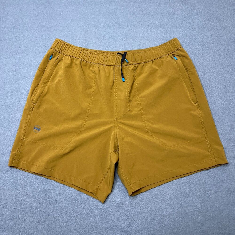 Janji Transit Tech Shorts Men's Medium Yellow Comfort Zip-Pocket 5.5” Inseam